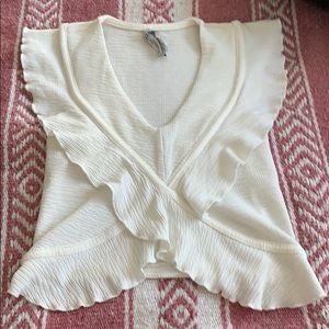 white ruffled crop top